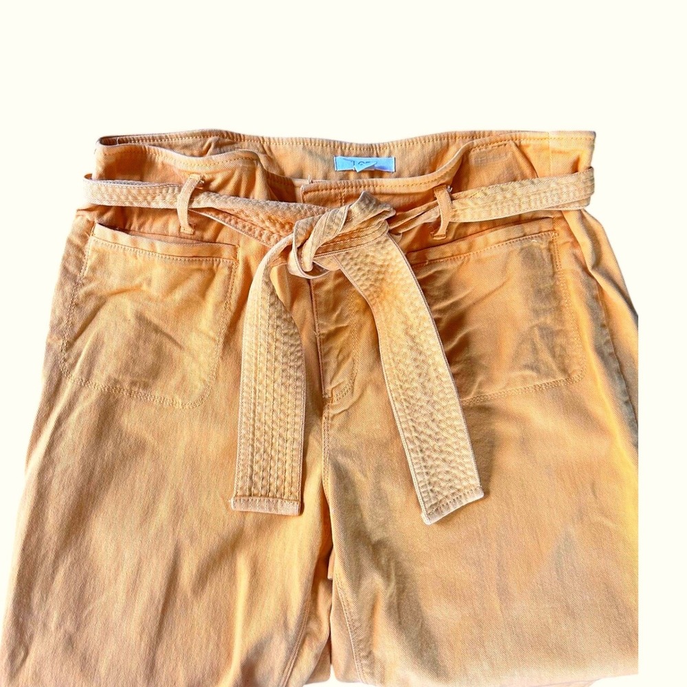 LOFT‎ Womens Mustard Yellow Paperbag Waist Tie Belt Cropped Pants Size 14 - Picture 2 of 7